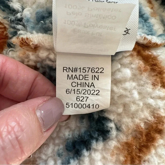 Eddie Bauer Aztec Print Sherpa Quarter Zip Pullover - Picture 8 of 9